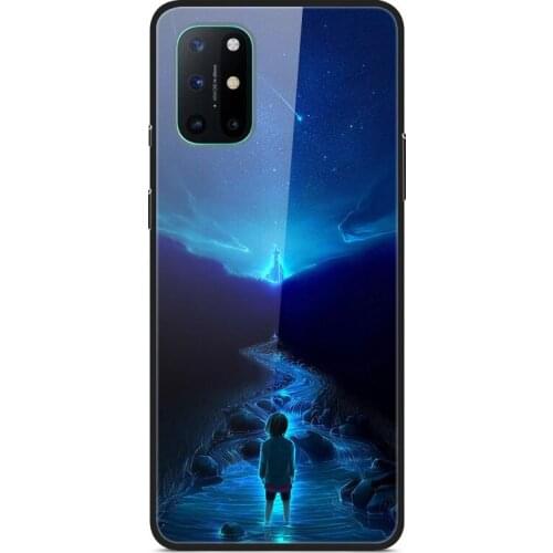 Glass Case For Oneplus 8T Phone Case Phone Cover Phone Cell Back Bumper Star Sky Pattern
