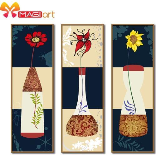 Cross stitch kits Embroidery needlework sets 11CT water soluble canvas patterns 14CT vertical flower illustration-NCMF132