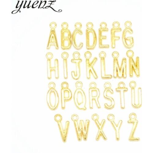 YuenZ 20pcs Alphabet Letter Gold color Charms Jewelry Handmade Pendants Jewelry Making Handmade DIY Bracelet 15*10mm