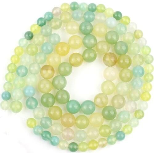 Green Prehnites Chalcedony Jades Stone Round Loose Rondelle Beads For Jewelry Making DIY Bracelets Earings 15Inch 4 6 8 10 12 mm