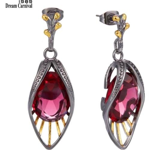 DreamCarnival 1989 Delicate Feminine Red Earrings for Women Water AAA Drop Zirconia Holiday Christmas 2020 New Year Gift WE3988