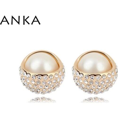 ANKA 2020 hot sale luxury stud earrings for women pearl stud earings fine jewelry gold color earrings brincos wholesale #94062