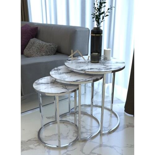 Marble Pattern Silver Metal Zigon coffee table ''kırılmaz Tempered Cam'' coffee tables table basse furniture living room table