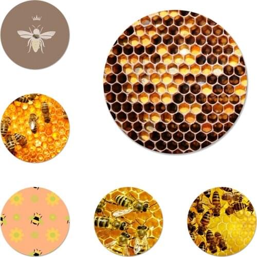 Golden Honeycomb Honey Bee Icons Pins Badge Decoration Brooches Metal Badges For Clothes Backpack Decoration