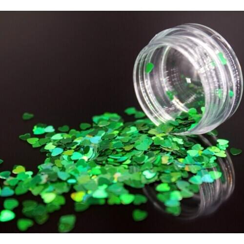 1Box Bottle Green Acrylic Powder Crystal Nail Polymer Nail Art Tips Builder False Tips Tools Heart Shape