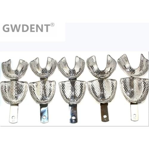 10 Pcs Dental Impression Bite Trays Perforated Rim-Lock Prosthetic Dentistry XS-XL X