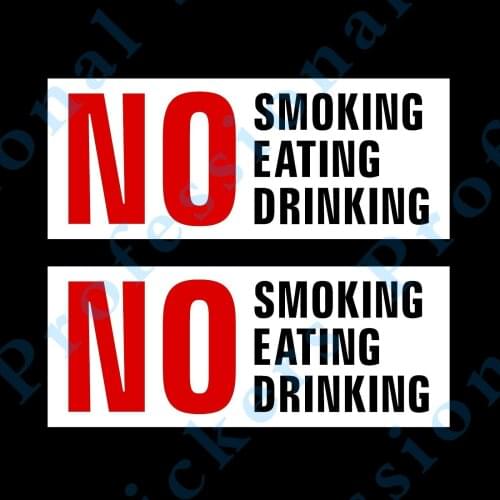 2x No Smoking, Eating Drinking Self Adhesive Sticker 150x60mm - Car, Taxi, Uber Waterproof Vinyl stickers for car Motos