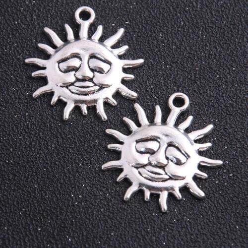2pcs 34*38mm Two Color Wholesale Jewelry Accessories Vintage Charms Pendants Alloy Sun diy