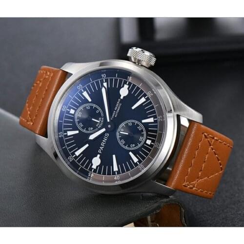 47mm PARNIS 21 jewels Automatic Self-Wind movement luminous mens watch power reserve Business watch Pilot watch GR111-20