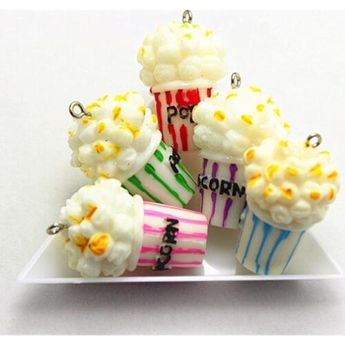 5pcs Mix colors very cute 3D imitation popcorn resin Candy Toys craft for diy decoration,24*33mm