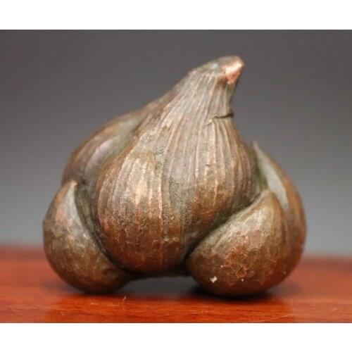 5 CM Chinese red Copper Handwork lifelike garlic allium sativum Fengshui Statue