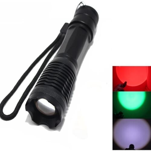 6000lm XML T6 ZOOM 18650 or AAA Zoomable White Green Red light LED Flashlight,torch,lantern,self defense,camping light, lamp