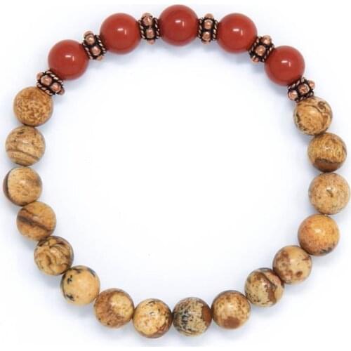 8mm Red Jasper Beads Handmade Bracelet 7.5inch Meditation Buddhism Healing Wrist Cuff Spirituality Natural Yoga Prayer