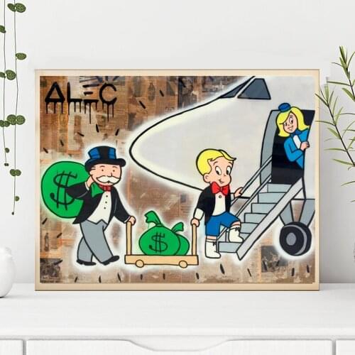 Alec Monopolyingly Riche Artwork Dollars Sign Statue Wall Art Canvas Painting Poster Print Picture For Living Room Hoom Decor