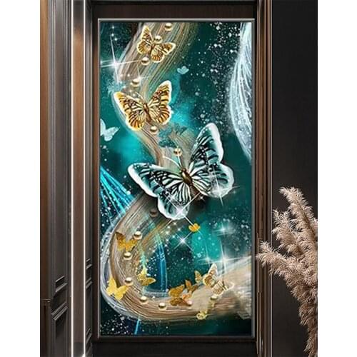 DIY Diamond painting Butterfly cross stitch Full diamond embroidery 5d mosaic icons rhinestone pictures Golden abstract A612