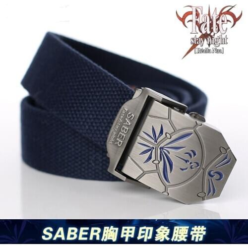 Anime Fate/Stay Night Altria Pendragon Saber Fashion Canvas Belt Casual Metal Buckle Waistband Pants Accessories Student Cosplay