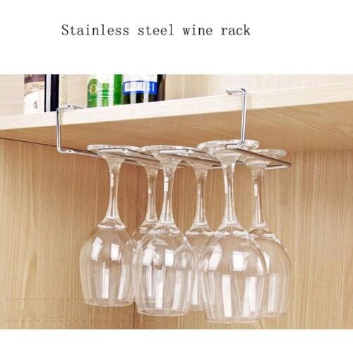White Double Row Cup Storage Holder Useful Stainless Steel Wine Rack Glass Holder Hanging Bar Hanger Wine Glass Shelf Rack