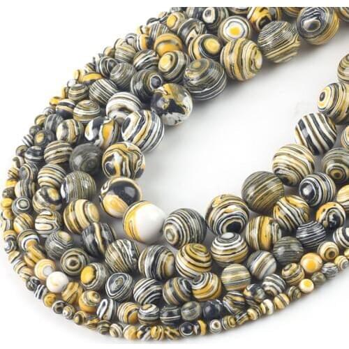 Matte Natural Stone Beads Yellow Malachite Round Loose Stone Spacer Beads For DIY Necklace Bracelet Jewelry Making Size 4 -12mm