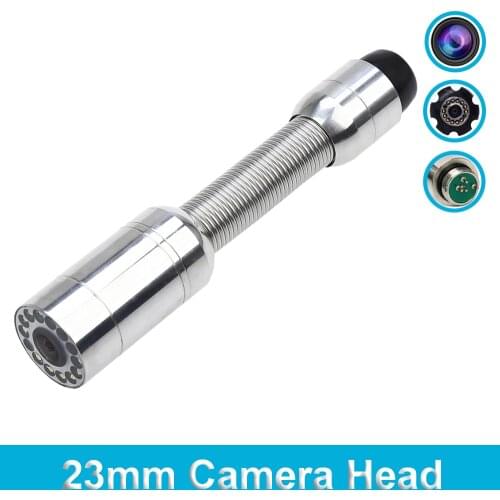 Diameter 23mm Stainless Steel Camera Head Spare Parts With 12Pcs Adjusting LED Lights for Sewer Pipe Inspection Camera System