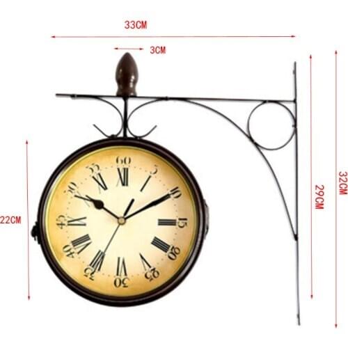 European-style Double-sided Wall Clock Creative Classic Clocks Monochrom