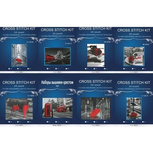 Eiffel tower 8 styles cross stitch 14CT Counted Needlework Cross stitch Sets for Embroidery kits Cross-Stitch wall decor