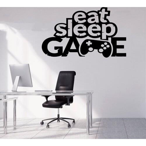 Game decal gamer wall sticker eat sleep game decal home decor video gamer gift game room decor for kids room sticker A11-075