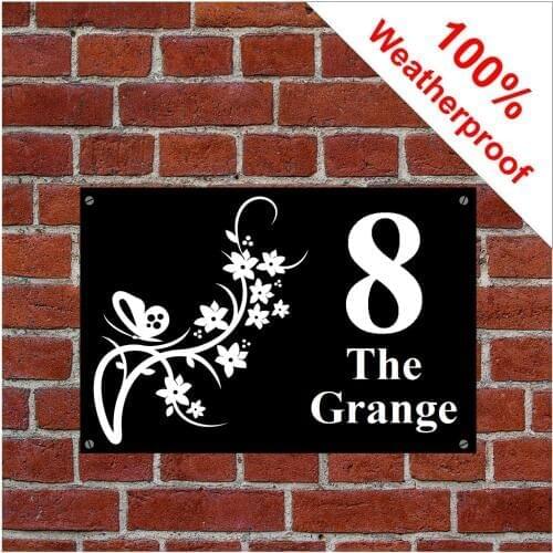 Customized Flower Butterfly House Apartment Street Sign Sticker Number Address 8 styles