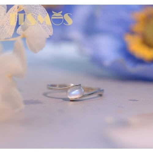 ITSMOS Moonstone Ring Female s925 Sterling Silver Design Simple Ring Gift Adjustable Jewelry for women