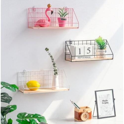Nordic INS creative wall grid shelving bedroom bathroom kitchen finishing iron storage finishing shelf