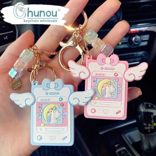Creative Mini Unicorn Notepad Keychain Cute Little Wing Student Notebook Keychain Pendant Girl Bag Pendant Keyring Couple Gifts