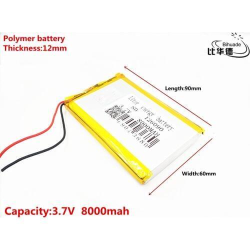 3.7V 8000mAh 126090 Lithium Polymer Li-Po li ion Rechargeable Battery Lipo cells For Recorder Devices Mobile Notebook GPS