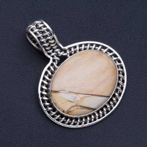 Natural Brecciated Mookaite Punk Style 925 Sterling Silver Pendant 1 1/2" P0704