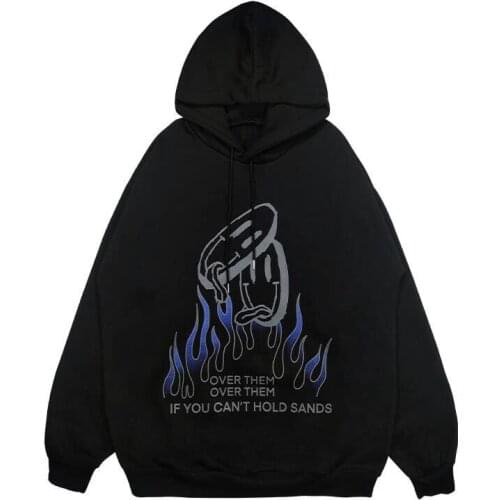 New Autumn Hoodie Women Streetwear Hoodie Harajuku Flame Print Hoodie Cartoon Hoodie Fashion Man Hoodie Loose Hooded Pullover