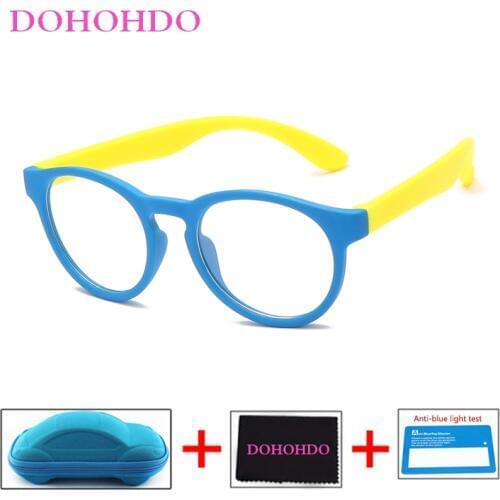2020 New Round Blue Light Kids Glasses Optical Frame Boy Girls Children Computer Transparent Blocking Anti Reflective Eyeglasses