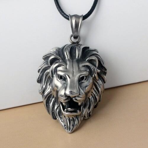 Retro Punk Style Hip Hop Lion Head Pendant Necklace For Men Luxury Male Jewelry Friendship Gift