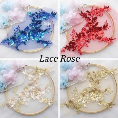 Multicolour Flowers Sequins Patches Lace Applique Diy Sew On Patches Wedding Costume Dress Decor Floral Patch Accessories