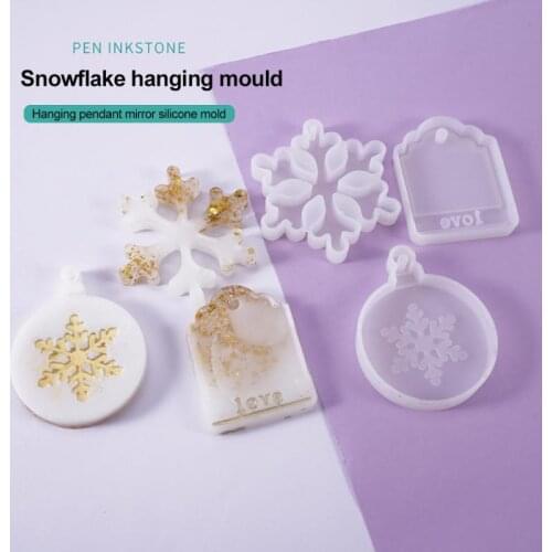 DIY Handmaking Crystal Epoxy Mold Creative Snowflake Christmas Round Snowflake Hanging Pendant Silicone Mold