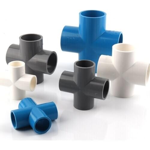 1/5pcs 20mm-63mm Cross PVC Pipe Connector Garden Irrigation System Parts Water Pipe 4 Way Adapter Fish Tank Supplies