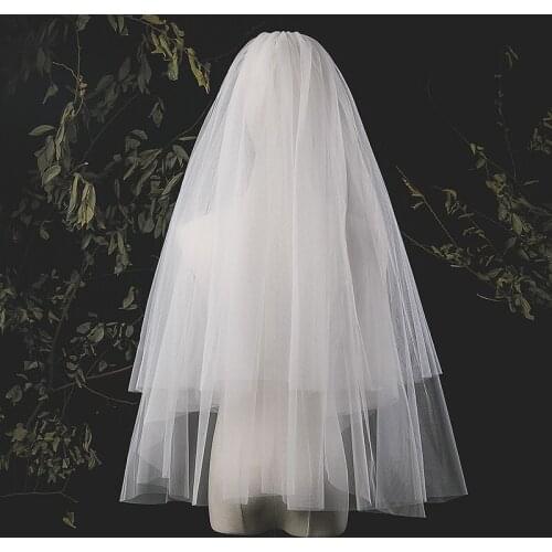 Bridal veil wedding headdress double plain yarn Korean simple travel photo super fairy