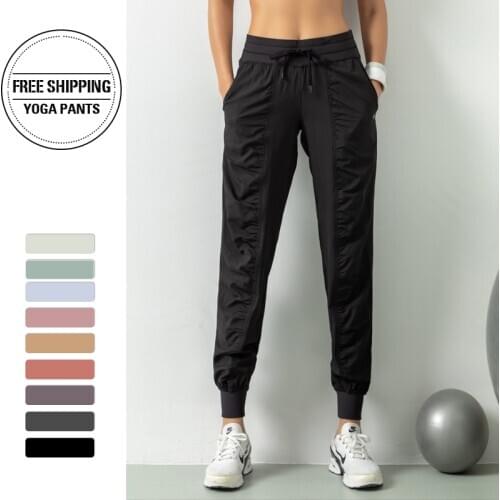 Loose Sports Pants Women Running Yoga Pants Pocket Elastic Waist Fitness Trousers Gym Pants Sport Training Trouser Ladies