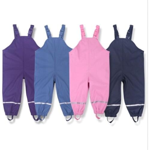 New children boys and girls outdoor PU leather plus velvet jacket windproof windproof waterproof rain pants