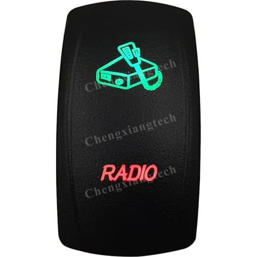 Laser - RADIO -Car Boat Green & Red Led On Off Rocker Switch Waterproof, Overload Protection, SPST, Truck Marine Caravan