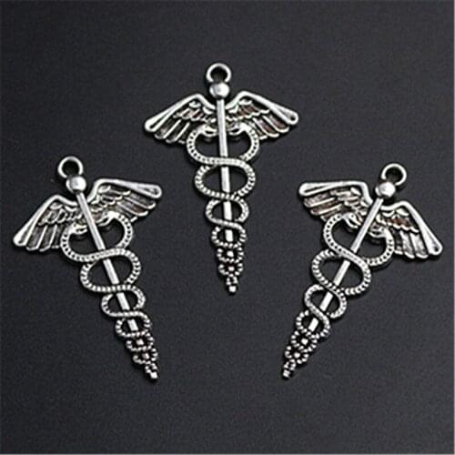 WKOUD 6pcs Antique silver Magic Scepter Charm Fashion Necklace Bracelet DIY Metal Jewelry Handmade Alloy Pendants A1221