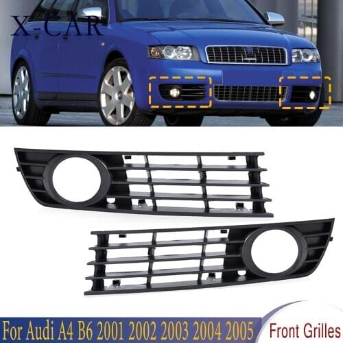 X-CAR Left Right Car Front Lower Bumper Fog Light Grilles Foglight Grill Fog Lamp Cover Car Styling For A4 B6 2001 2002 -2005