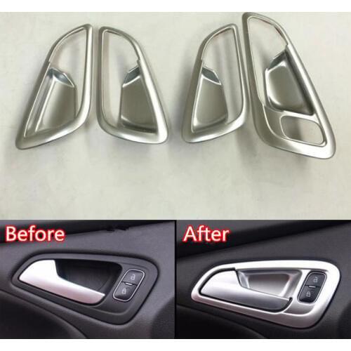 YAQUICKA 4Pcs/set Car Interior Door Handle Bowl Cover Trim Sticker Fit For Ford Focus 2015 LHD Auto Accessories