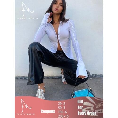 Women Casual Hollow Out Blouses White Long Flared Sleeve Beading Fashion Shirts Turn-Down Collar Shirts Tops 2021 Spring Autumn
