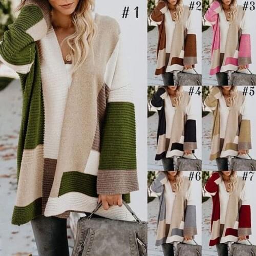 Oversized Sweater Cardigan Female Loose Patchwork Sleeve Long Outerwear Women Winter Big Size Jacket Coat New Casual 2021 Trend