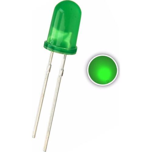 100pcs 5mm F5 Green LED Lamp Light beads Diffused Round Top Light-Emitting DIP Through Hole