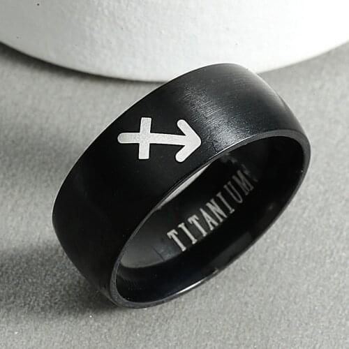 12 Zodiac Ring Sagittarius Taurus Gemini Cancer Virgo Libra Scorpius Leo Cancer Capricornus Attack on Titan Black Rings Jewelry
