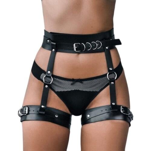 2021 BDSM Bondage Leather Harness Sex Toys For Women Adult Games Sexy Bra Leg Suspenders Straps Garter Belt Sex Accessories Set